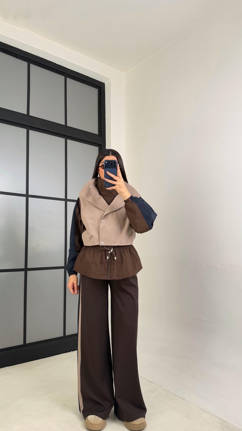 Vizon Beli Lastikli Paraşüt Detaylı Ceket Pantolon Takım GAUS-01077