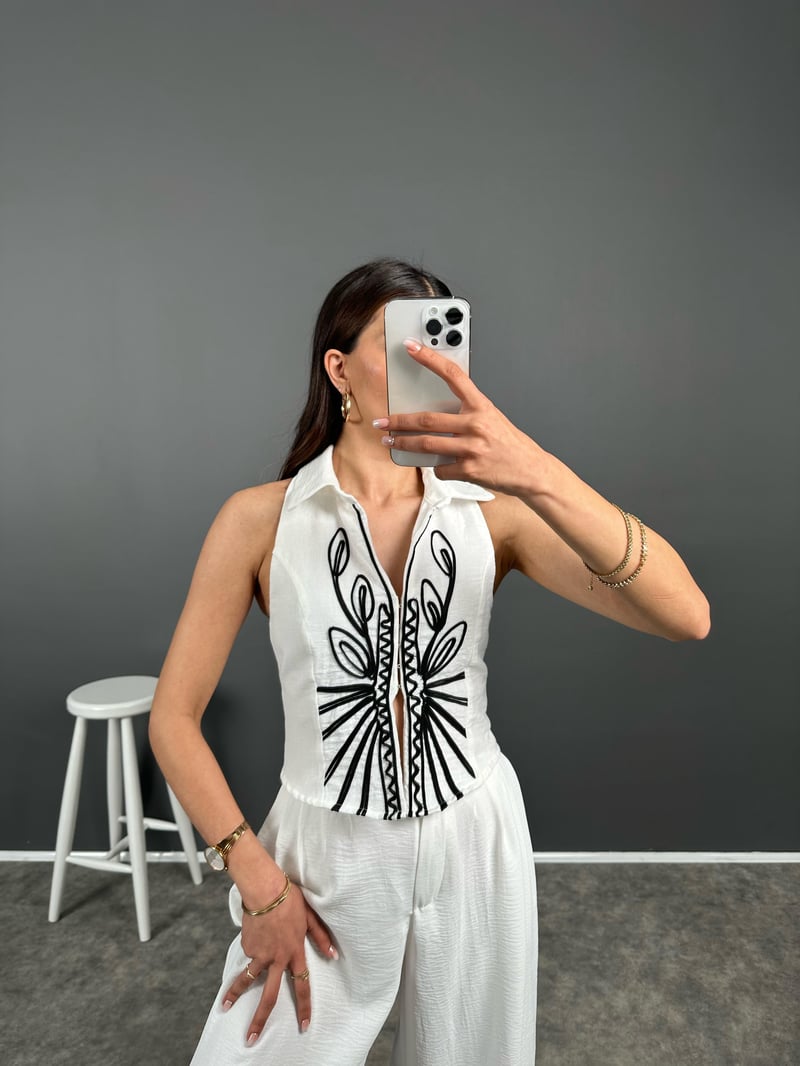 RYN Beyaz Tasarım Yelek 