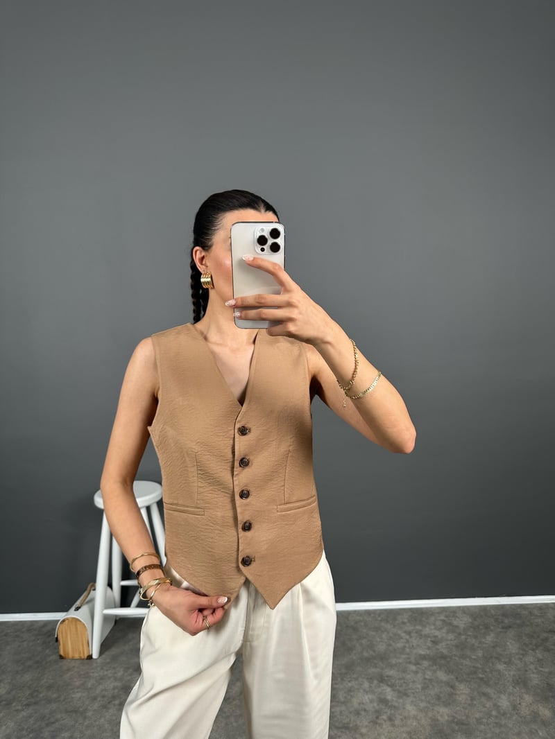 Lz Kahve Astarlı Yelek 
