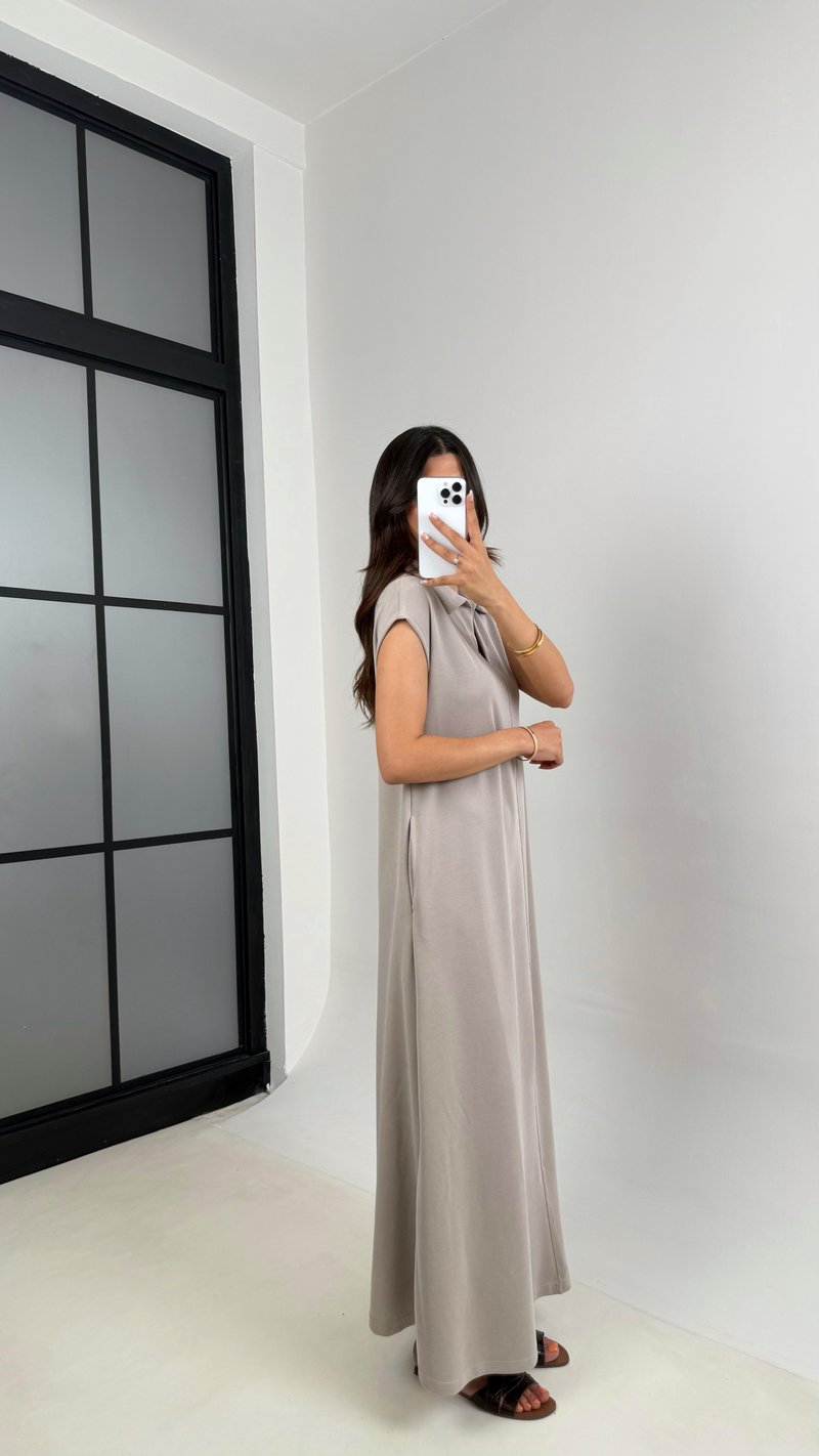 Vizon MD Muadil Polo Yaka Cepli Basic Elbise Gaus00568