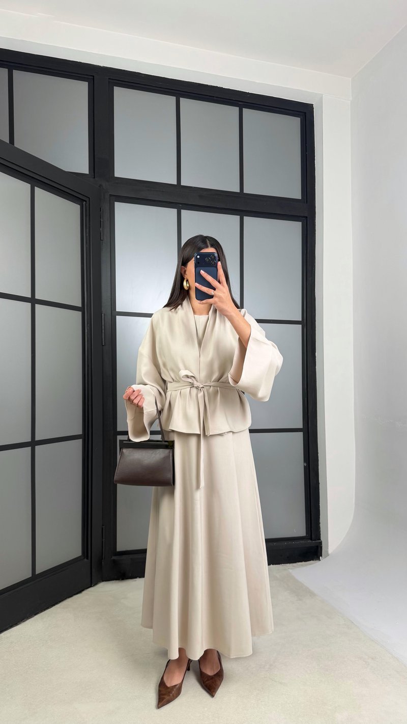Taş Kuşaklı Ceket Elbise Premium Tencel Takım GAUS-01165