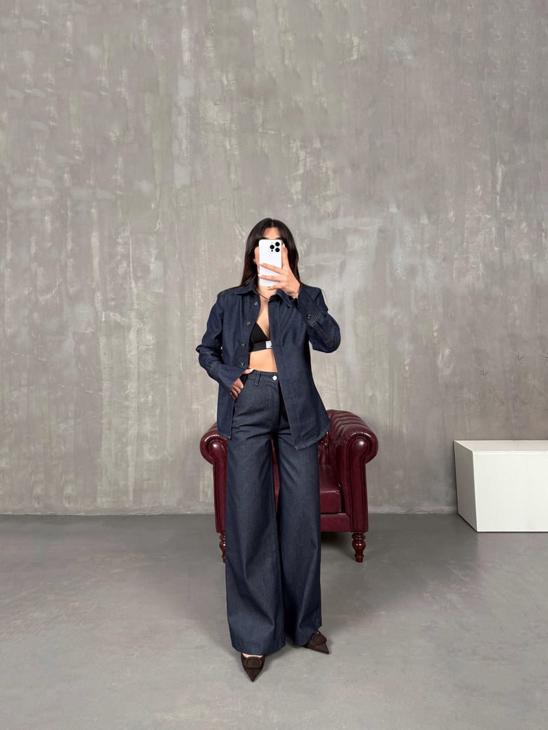 Vesa Lacivert Wide Leg Jean