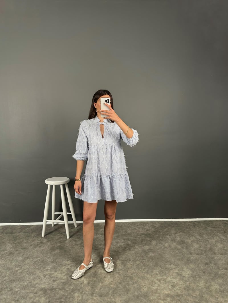 Tws Model Elbise Mavi Püskül Detaylı 