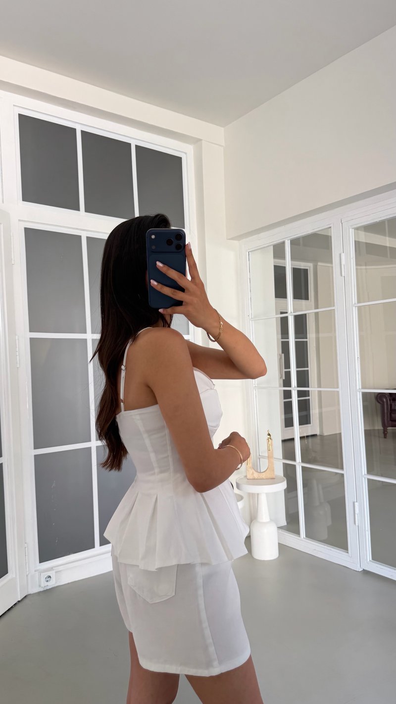 Beyaz Ayarlanabilir Askılı Likralı Korse GAUS-01719