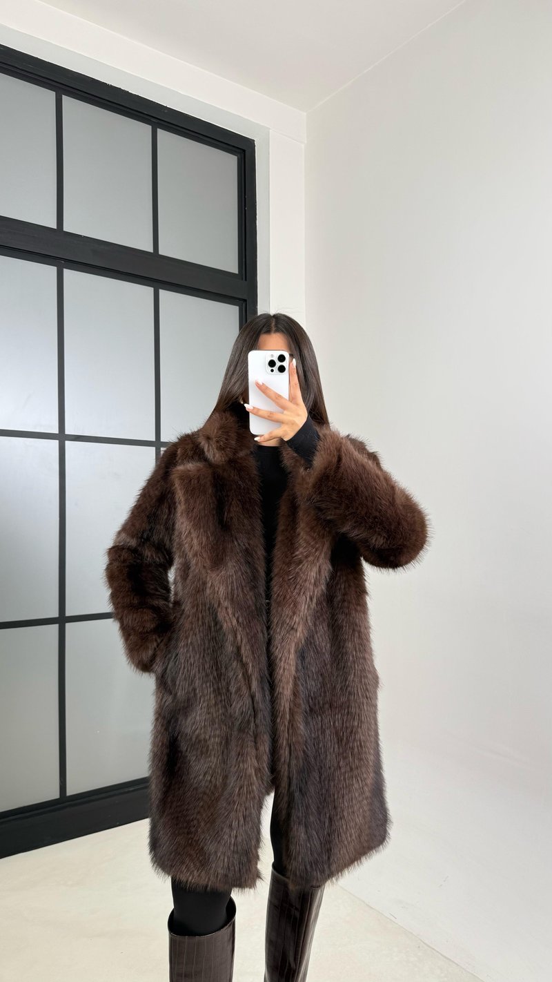 Kahve Astarlı Midi Boy Premium Kürk GAUS-00504