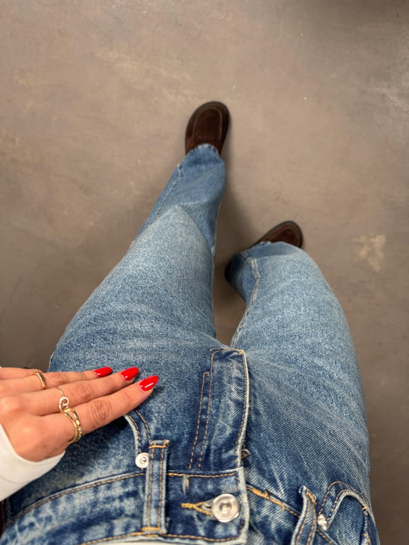 Pooki Mavi Yıkamalı Wide Leg ZR Jean