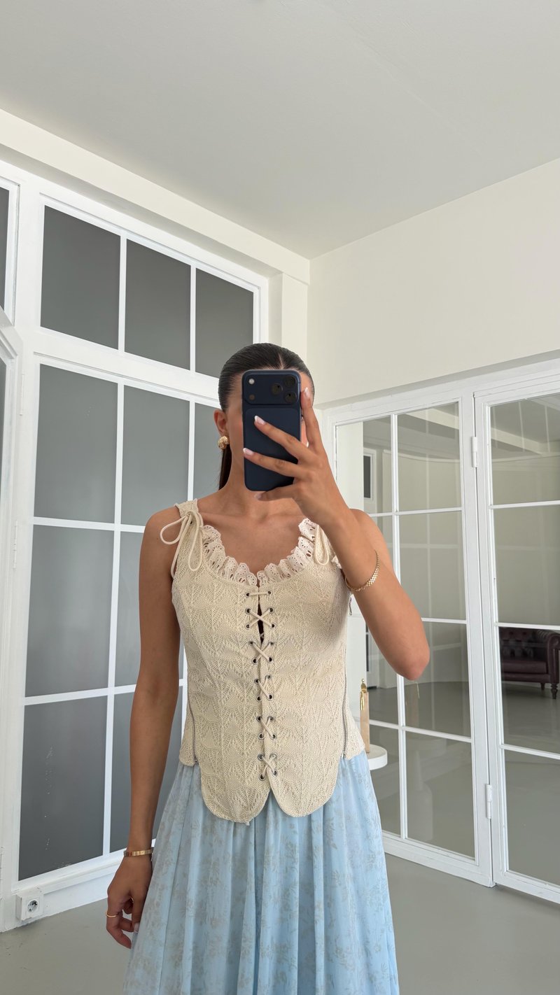 Krem Fistolu Yan Fermuarlı Korse GAUS-01704