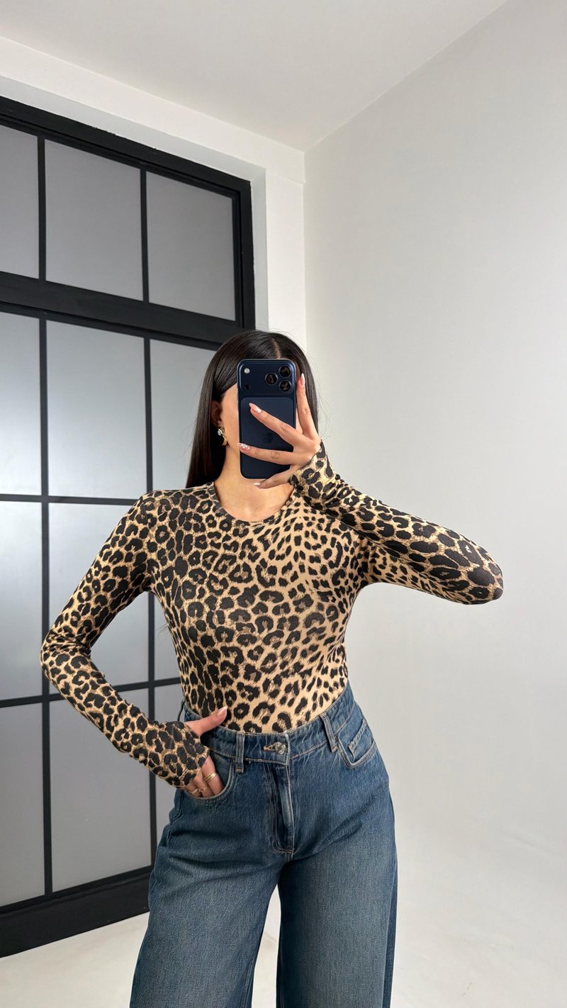 Leopar Çıtçıtlı Basic Bodysuit GAUS-00826
