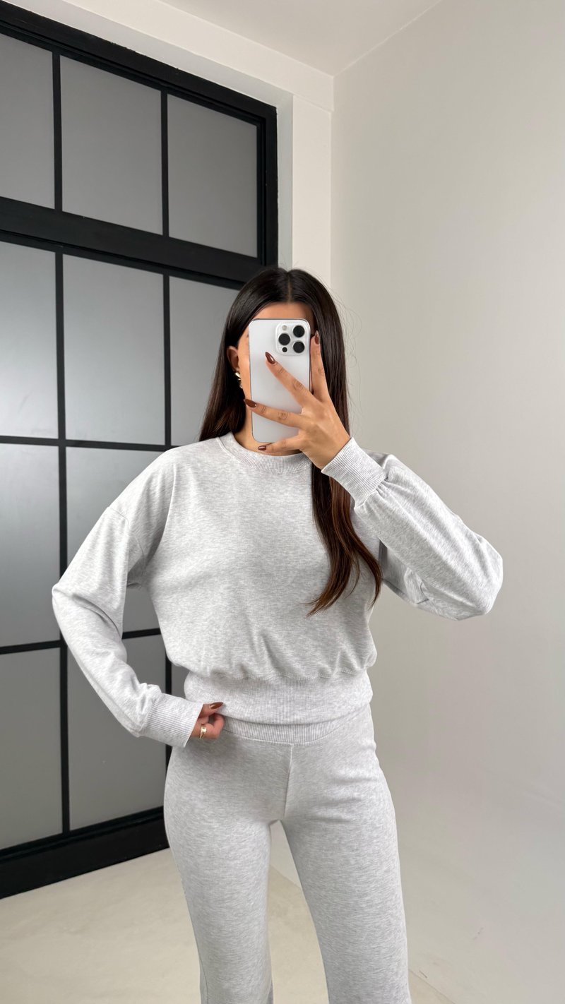 Gri Sweat İspanyol Paça Pantolon Muadil İkili Takım GAUS-00208