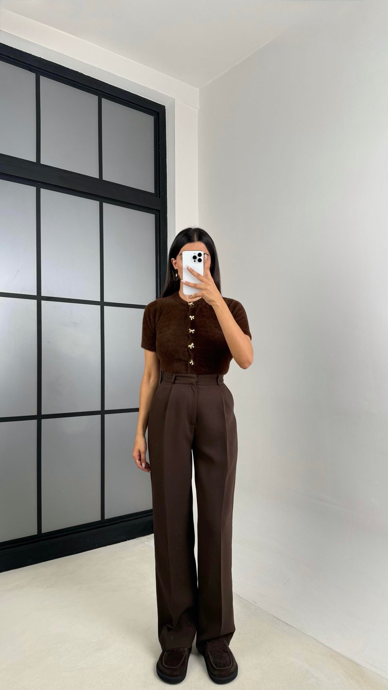 Acı Kahve Cep Detaylı Kumaş Pantolon GAUS-00140