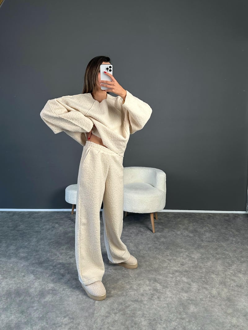 Kylie Ekru Teddy Buklet İkili Takım 
