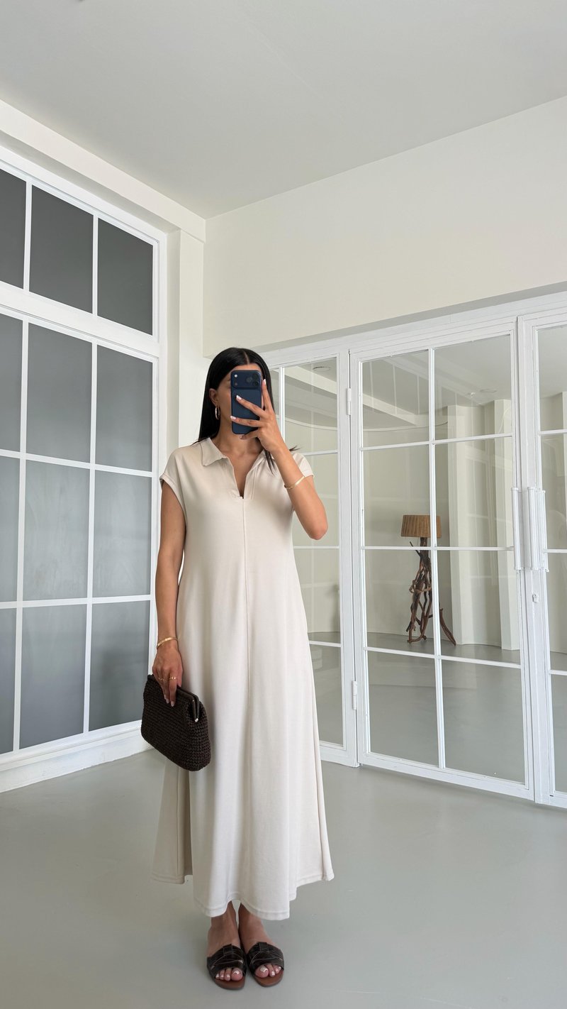 Taş Polo Yaka Basic Modal Elbise GAUS-01542