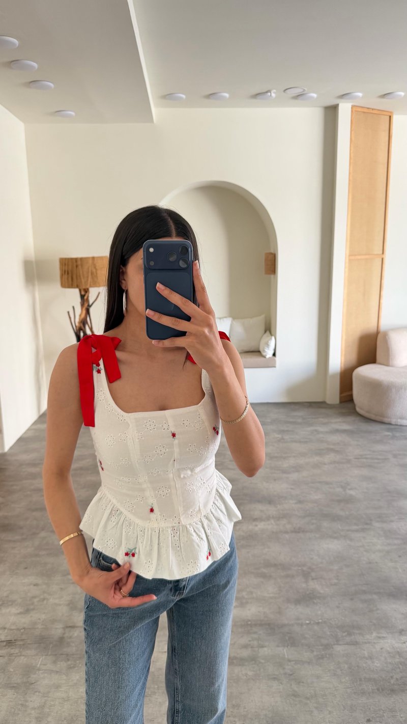 Beyaz Saten İp Detaylı Çiçek Nakışlı Tasarım Korse GAUS-01519 GAUS-01470