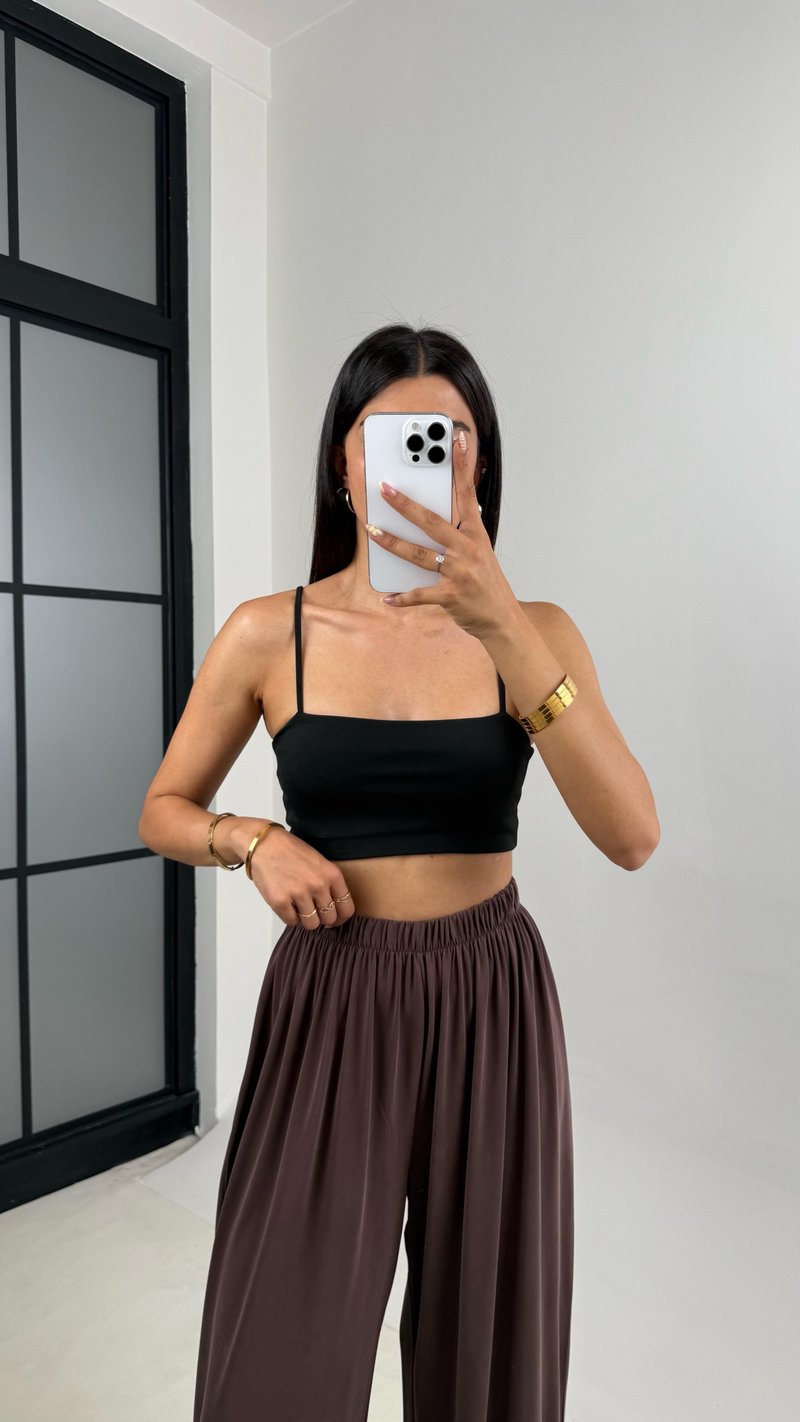 Kahve Beli Lastikli Modal Kumaş Pantolon Gaus00668