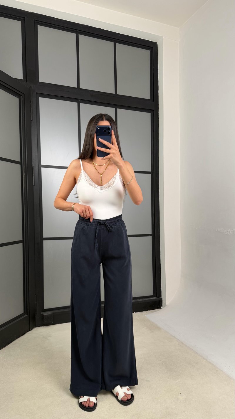 Lacivert Beli Lastikli Tencel Denim Pantolon GAUS-01474