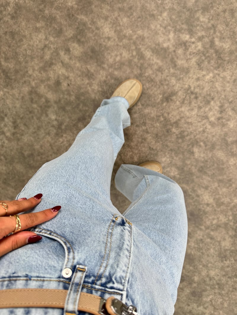 Dori Light Blue Slashed Leg Jean Pants