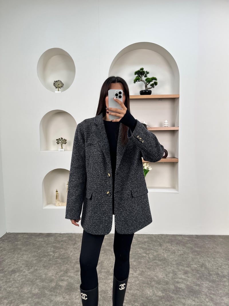 Dany Antrasit Astarlı Kaşe Blazer Ceket