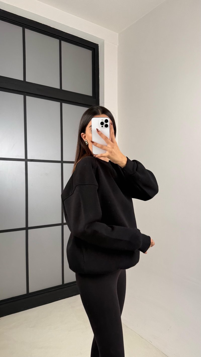 Siyah Şardonlu Basic Sweatshirt GAUS-00219