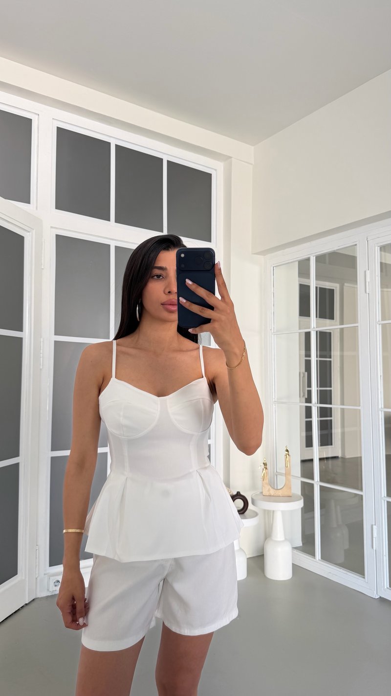 Beyaz Ayarlanabilir Askılı Likralı Korse GAUS-01719