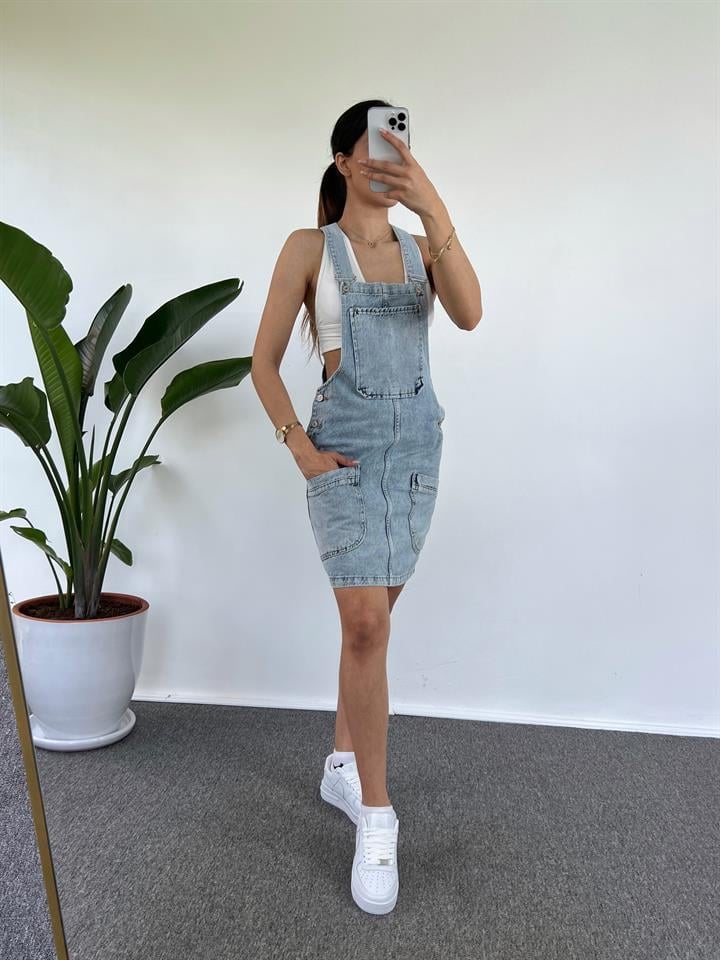 Denim Salopet Elbise 