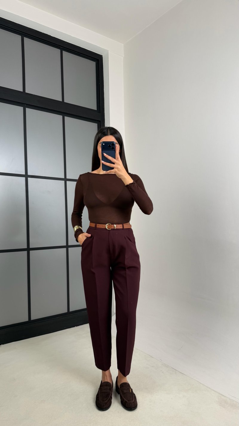 Mürdüm Kemerli ZR Model Pantolon GAUS-00816