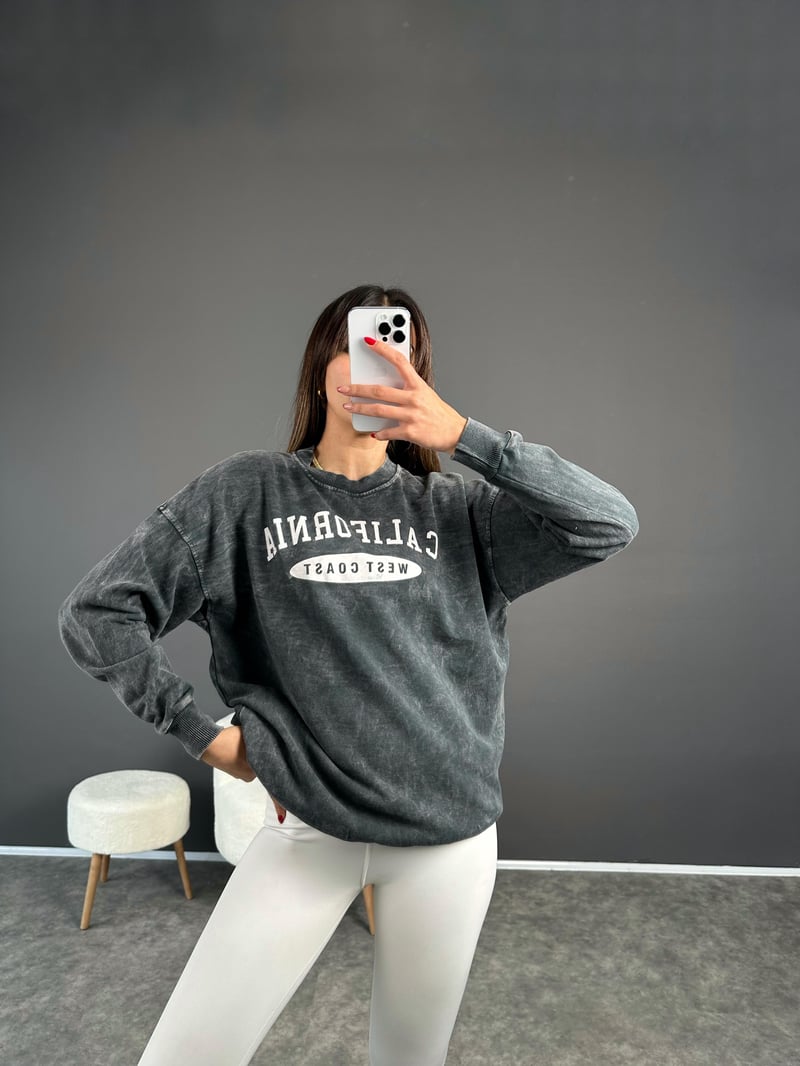 California Gri Eskitme Sweatshirt