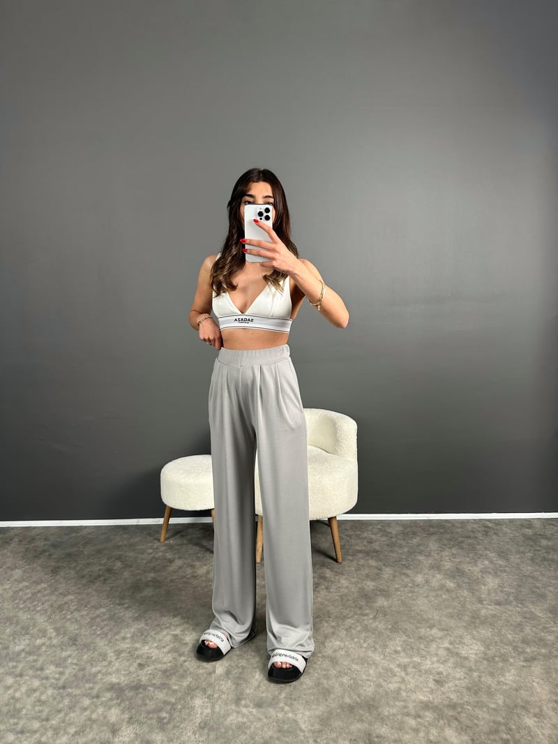 Anja Açık Gri Pike Modal Kumaş Pantolon
