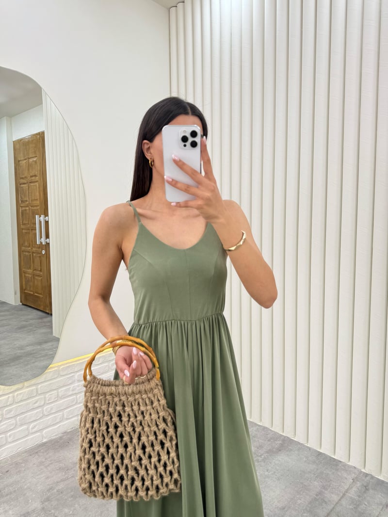 Yeşil Askısı Ayarlanabilir Modal Kumaş Tulum Gaus00331