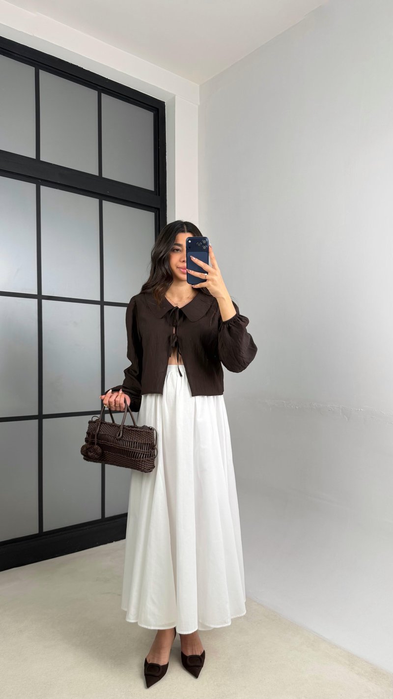 Beyaz Vual Astarlı Prenses Etek GAUS-01148