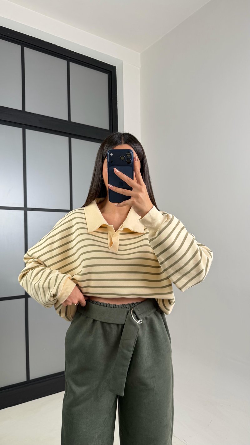 Haki Kuşaklı Süet Pantolon GAUS-00829