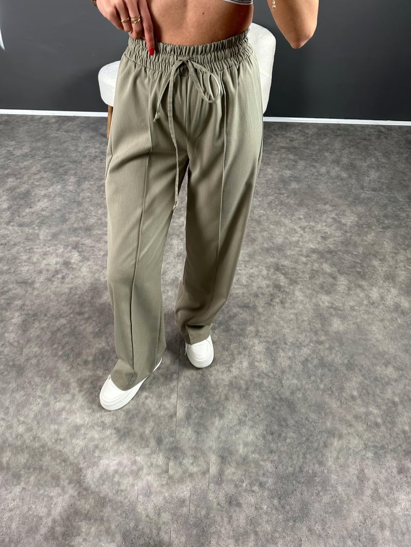 Olya Soft Haki Beli Lastikli Pantolon