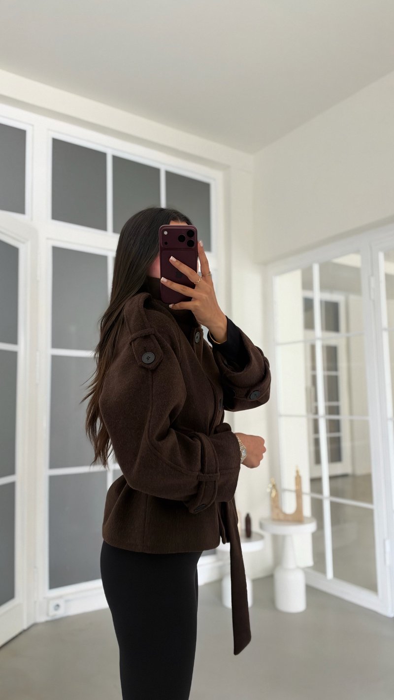 Acı Kahve Dik Yaka MD Muadil Astarlı Kaban GAUS-02366