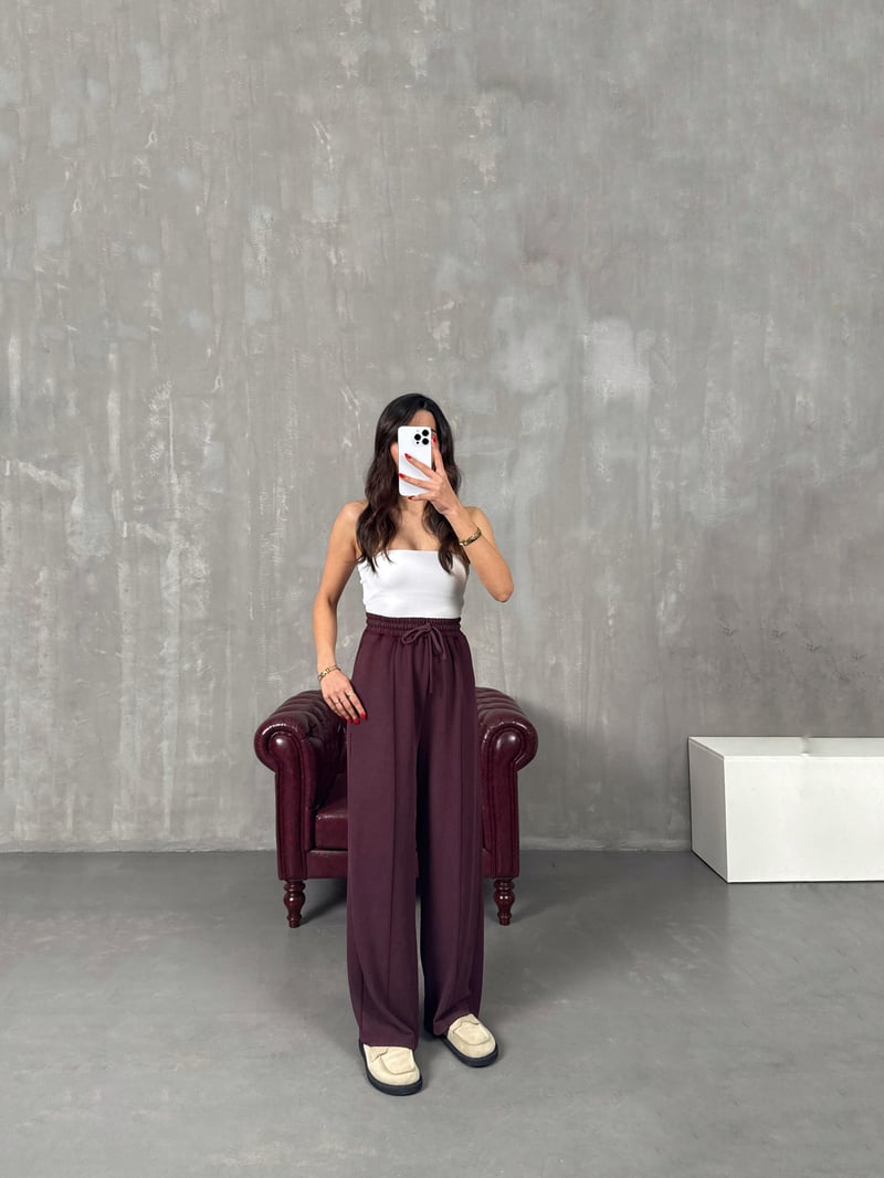 Vilde Bordo Çımalı Yıkamalı Oys Muadil Pantolon