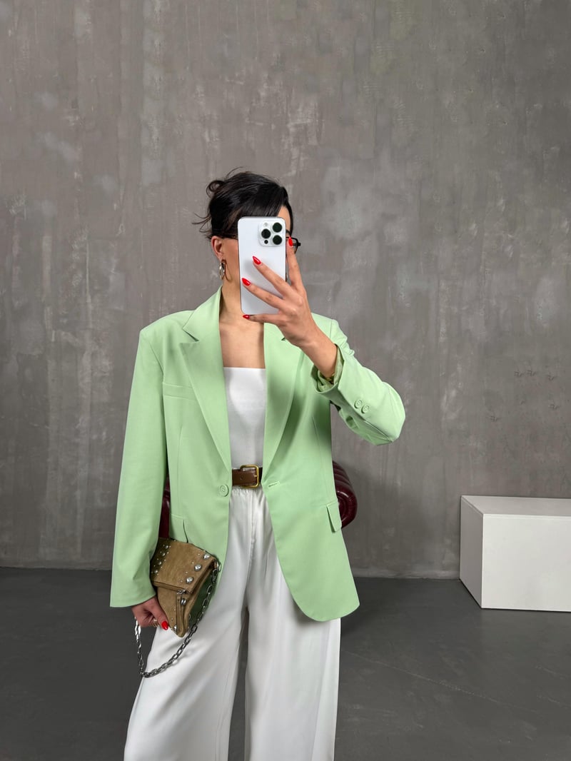 Yeşil Astarlı Blazer Ceket Gaus00216