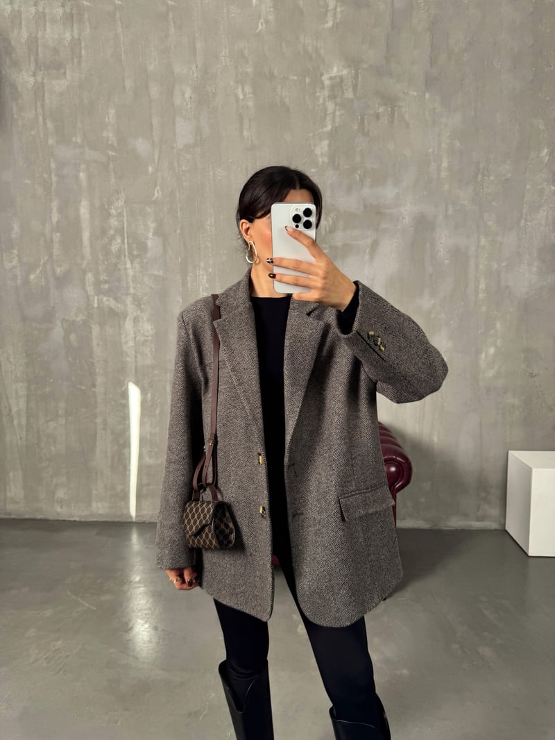 Dany Vizon Astarlı Kaşe Blazer Ceket