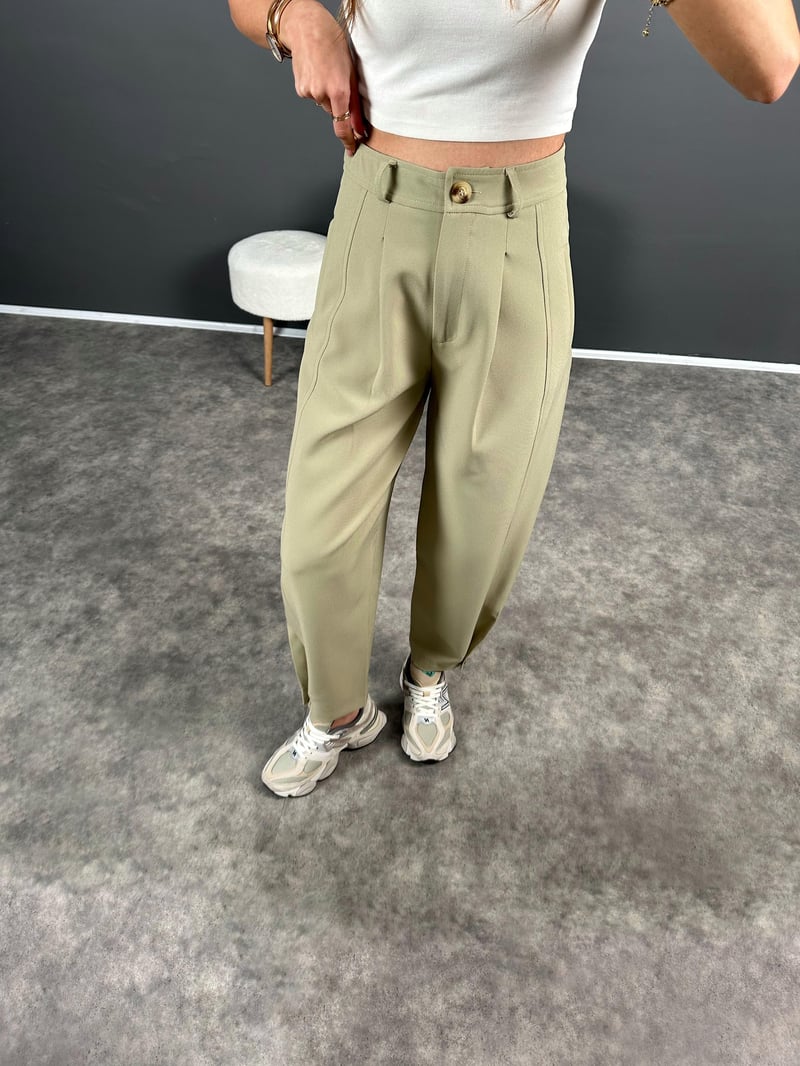 Julia Yeşil Balon Şalvar Premium Pantolon