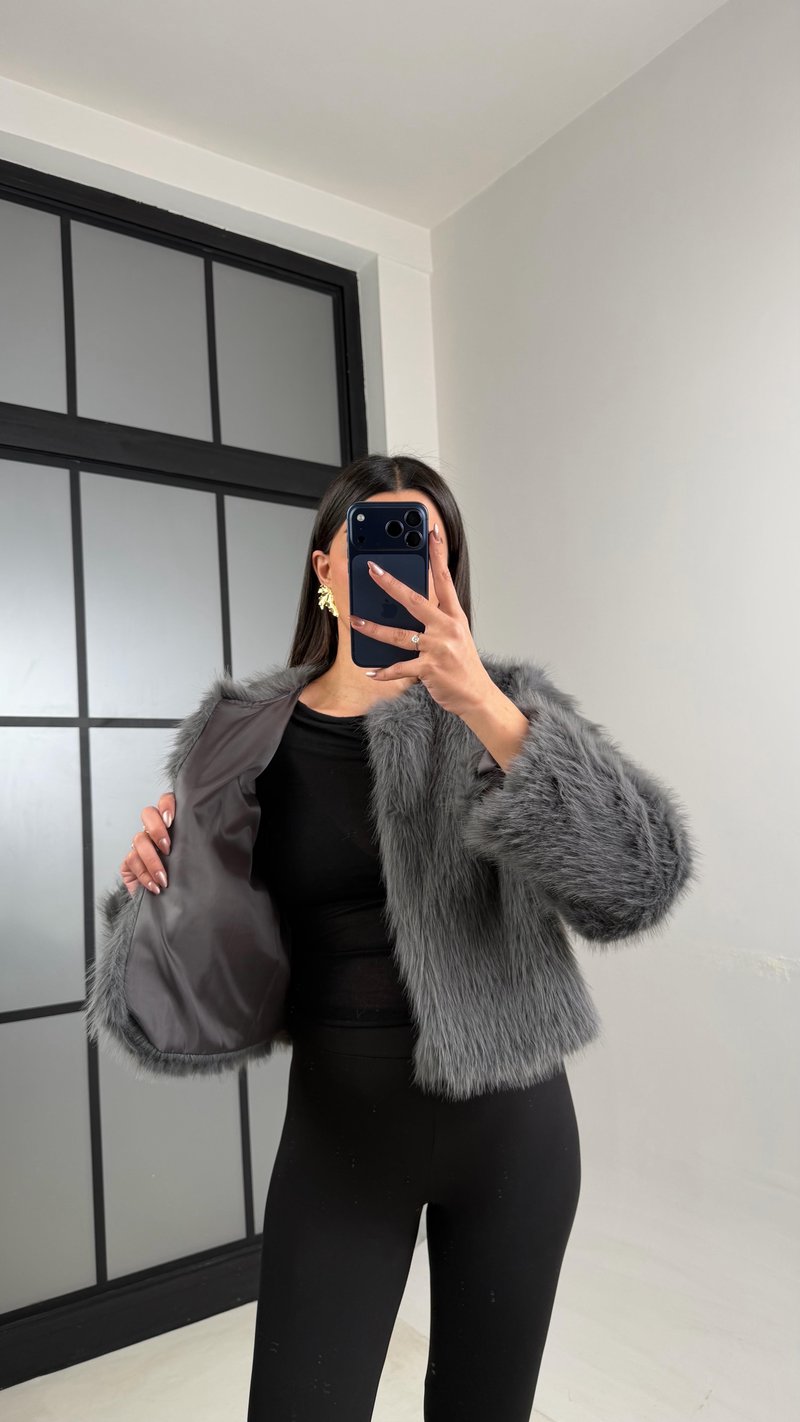 Füme Astarlı Muadil Crop Kürk GAUS-01103