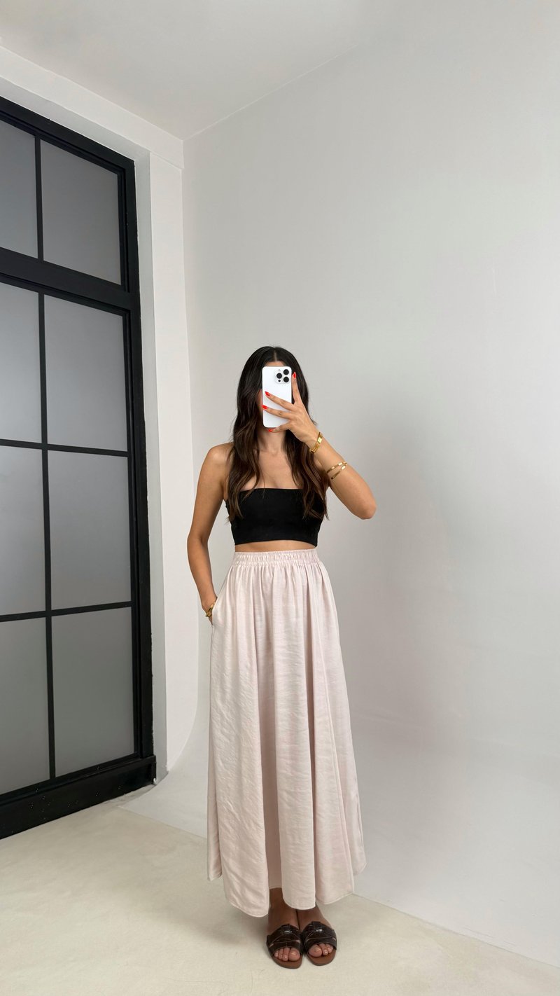 Taş Cep Detaylı Basic Tencel Etek GAUS-0045