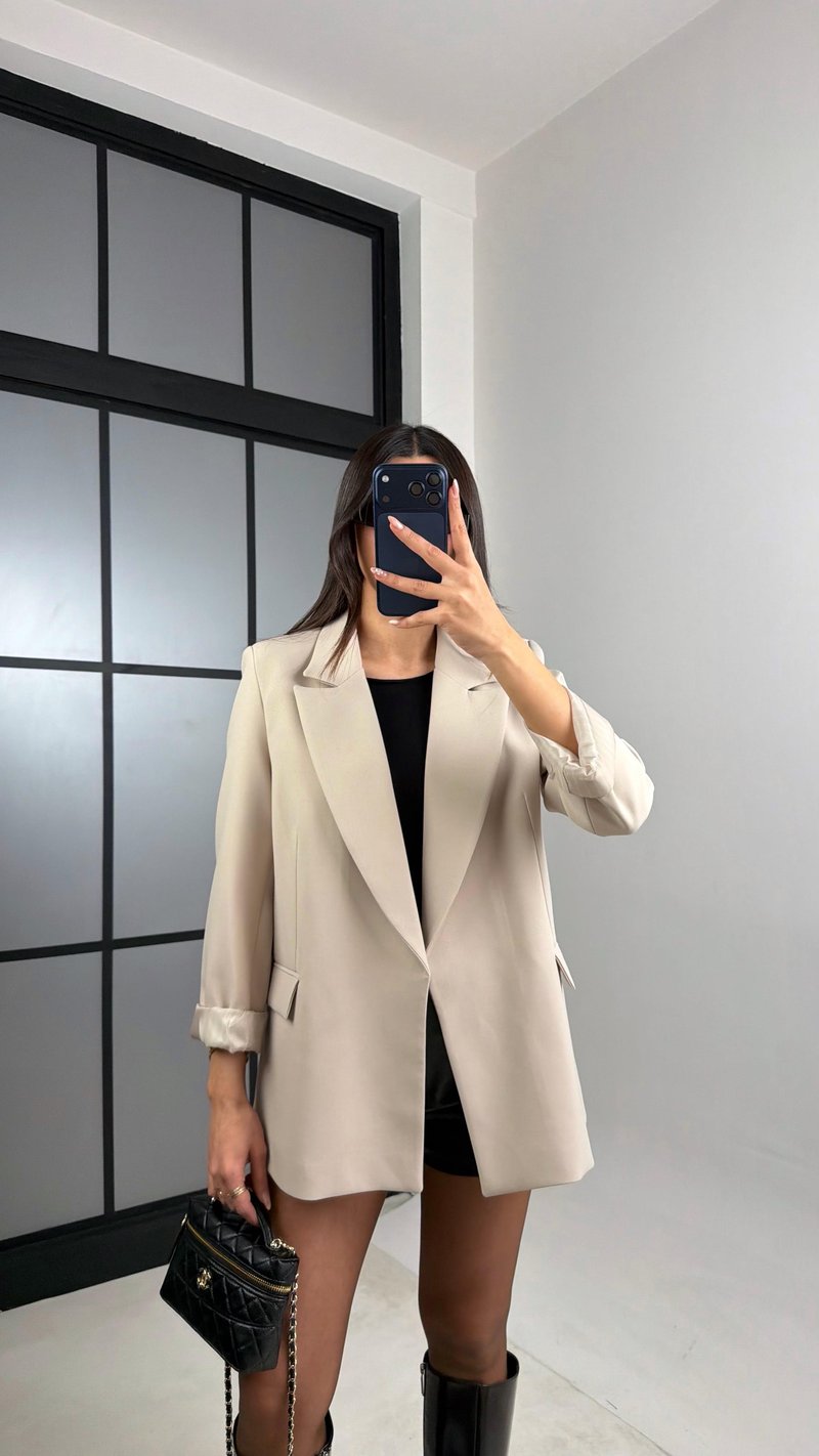 Taş Astarlı Vatkalı Cep Detaylı Blazer Ceket GAUS-00850