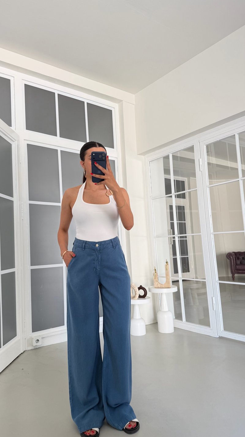 Mavi Yıkamalı Tencel Denim Pantolon GAUS-01786