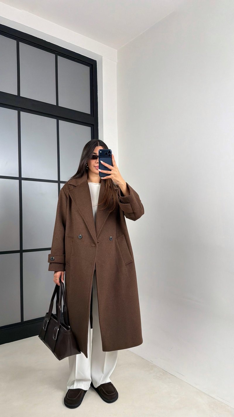 Kahve MD Muadil Astarlı Kaşe Kaban GAUS-00613