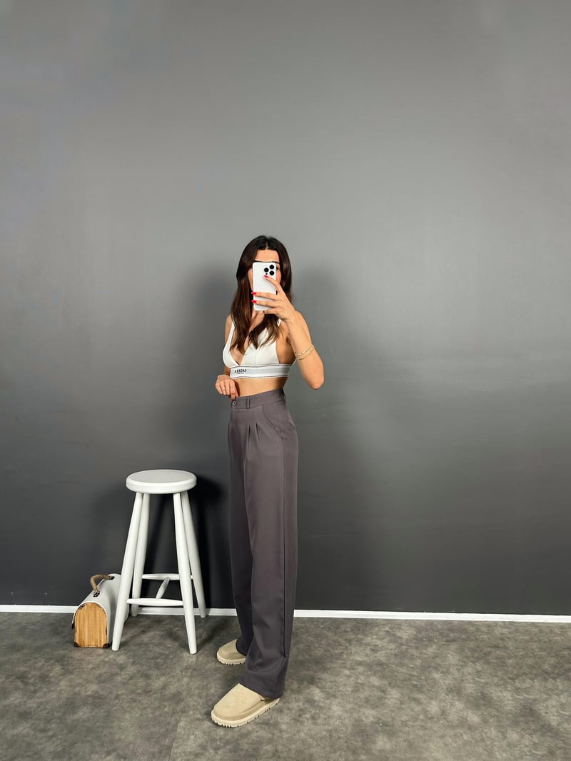 Fado Antrasit Kumaş Palazzo Pantolon