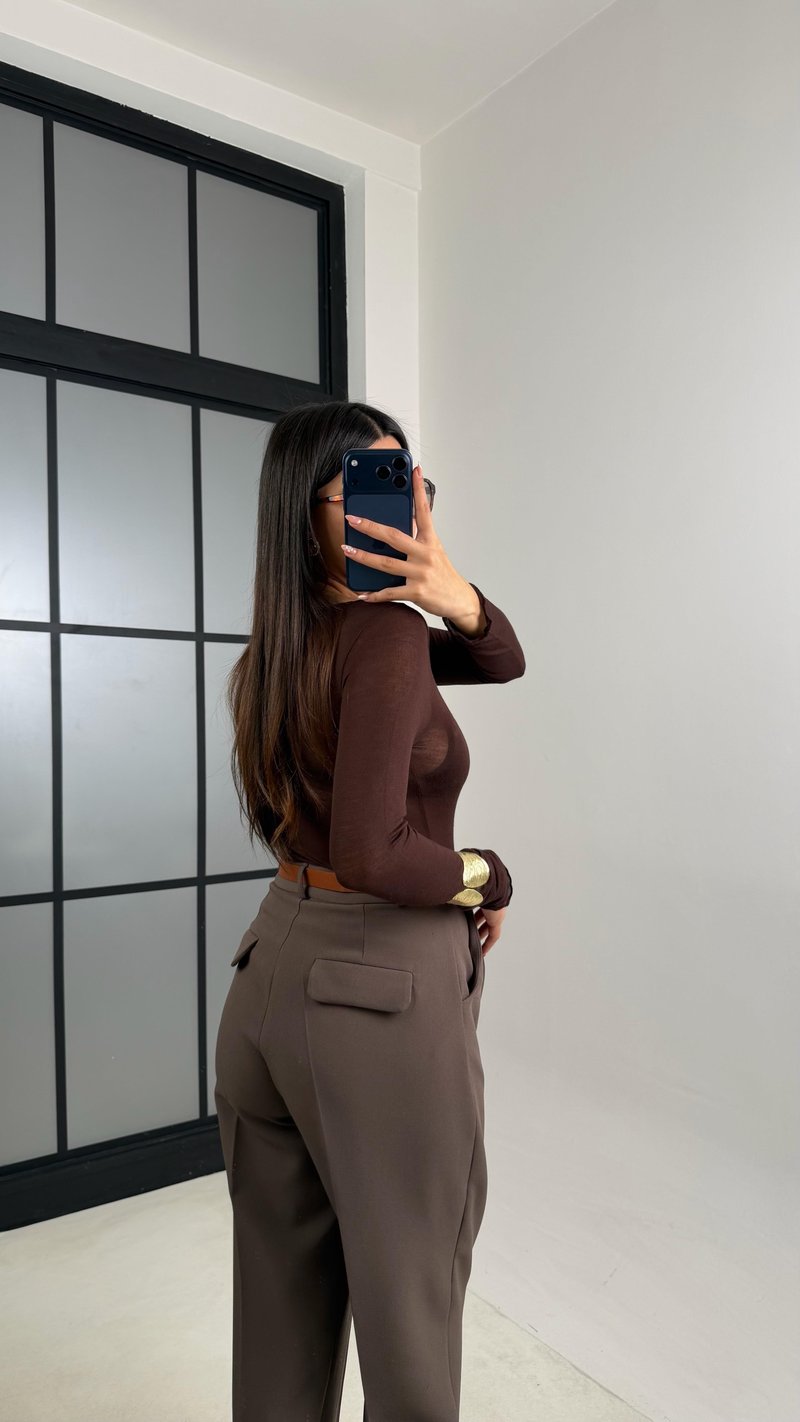 Acı Kahve Kemerli ZR Model Pantolon GAUS-00816