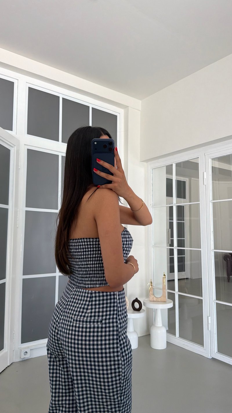 Lacivert Pötikare Crop Capri Premium Takım GAUS-01870