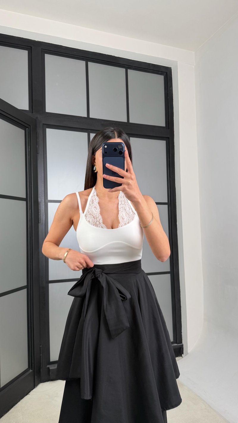Siyah İthal Tencel Kumaş Tasarım Etek Pantolon GAUS-01412