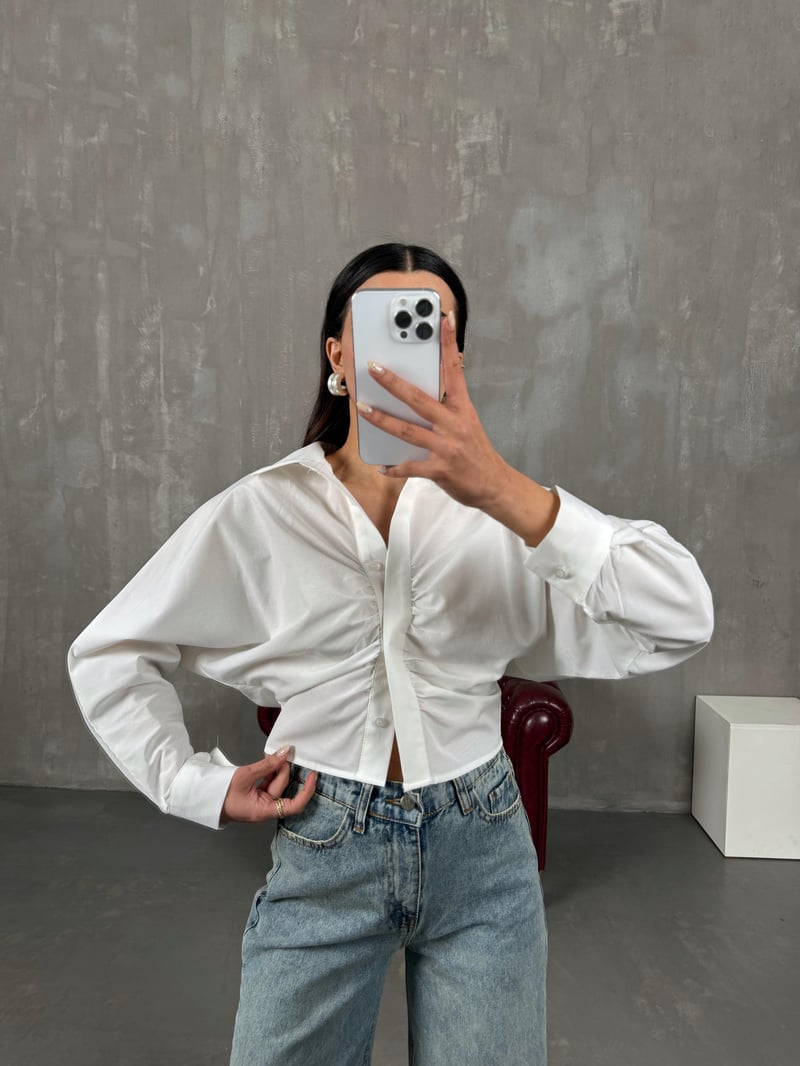 Sora White Hidden Button Shirt