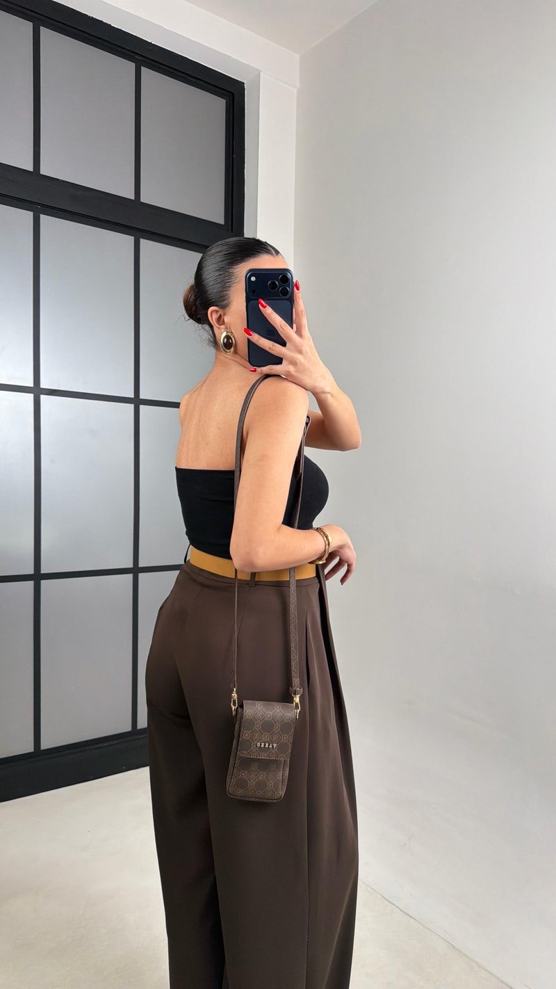 Kahve Kemerli Tasarım Premium Pantolon GAUS-00993