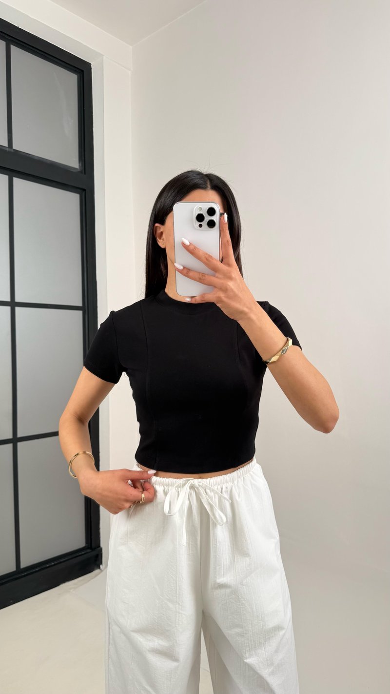 Siyah Kısa Kol MD Muadil Basic Tshirt Gaus00360
