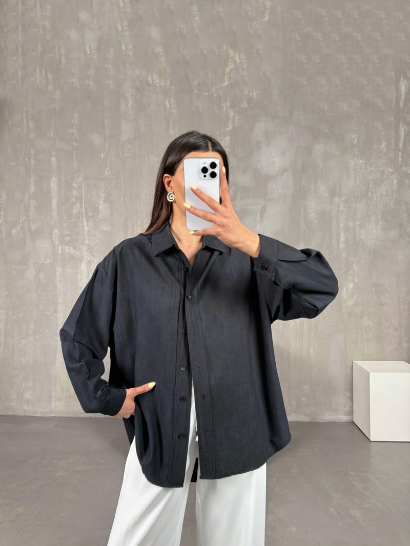 Siyah Oversize Gömlek Gaus00146