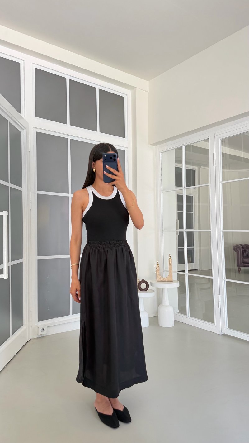 Siyah Beli Lastikli Basic Elbise GAUS-01779